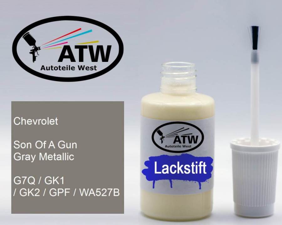 Chevrolet, Son Of A Gun Gray Metallic, G7Q / GK1 / GK2 / GPF / WA527B: 20ml Lackstift, von ATW Autoteile West.